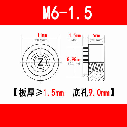 Galvanized expansion rivet nuts, pressure plate nuts, knurled flange nuts, round toothed nuts, M3, M4, M5, M6, M8