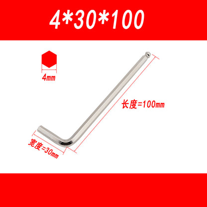 Medium-length ball-end hex wrench, L-shaped hex key, hexagonal wrench, 1.5-2-3-4-5-6mm