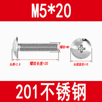 201 Stainless Steel Large Flat Head Screws Tm Mushroom Head Screws Cross Umbrella Head Machine Screws M3M4M5M6