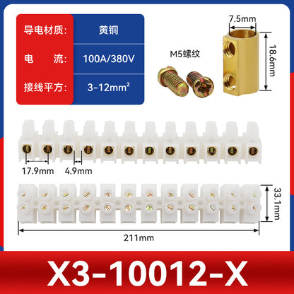X3 Terminal 3/5/10/20/30/60/80/100/150A-12 Position Terminal Block Wire Connector