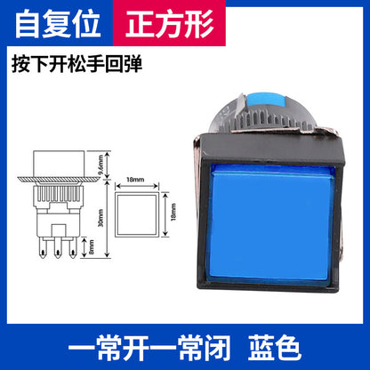 LA16Y-11 Self-resetting, self-locking, LA16-11 round 16mm mini push-button switch, square, on/off.