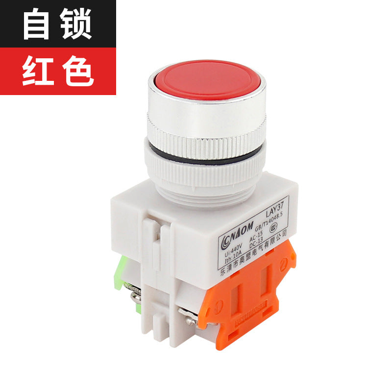 Self-reset switch LAY37-11BN(Y090), flat-head push button, without lock, §¶22MM, one on, one off.