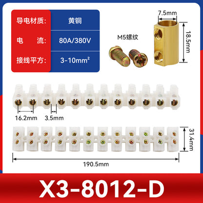 X3 Terminal 3/5/10/20/30/60/80/100/150A-12 Position Terminal Block Wire Connector