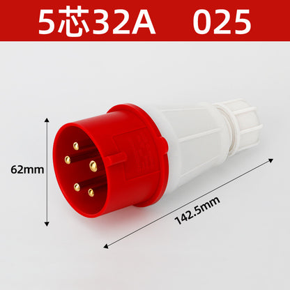 16/32A industrial plug, aviation socket connector, three-phase four-wire, 3/4/5-pin industrial waterproof mating plug