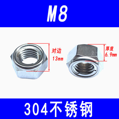 304 Stainless Steel Metal Locking Nut Hexagonal Anti-loosening Nut Anti-slip Self-locking Nut M4 M5 M6 M8 M10 M12