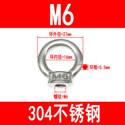 304 stainless steel eye bolts, ring bolts, marine bolts, lifting slings, eye nuts, round screws M6-M24