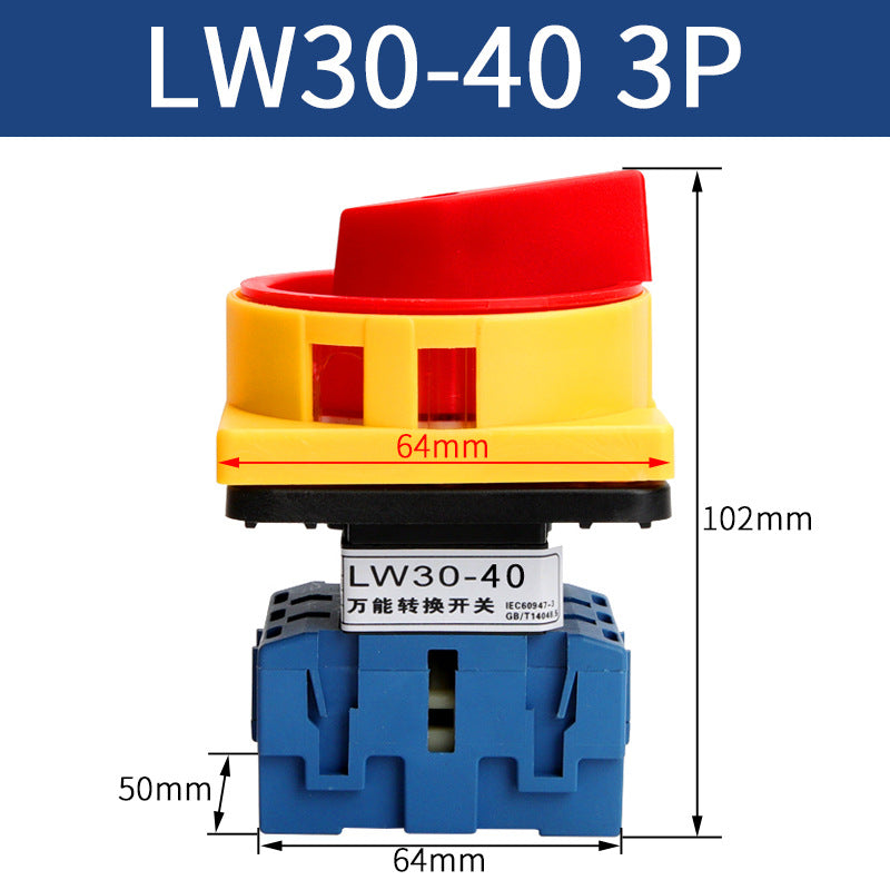Universal transfer switch LW30-25A, load circuit breaker SJD11-32, three-phase load power disconnection rotation.