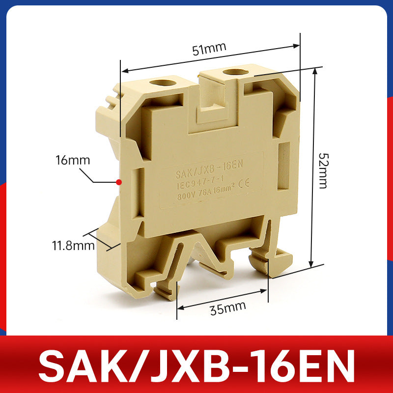 SAK2.5EN/6/10/25/35 Terminal Block JXB-2.5EN Pure Copper Rail Type D-SAK Bracket