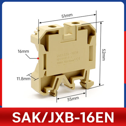 SAK2.5EN/6/10/25/35 Terminal Block JXB-2.5EN Pure Copper Rail Type D-SAK Bracket