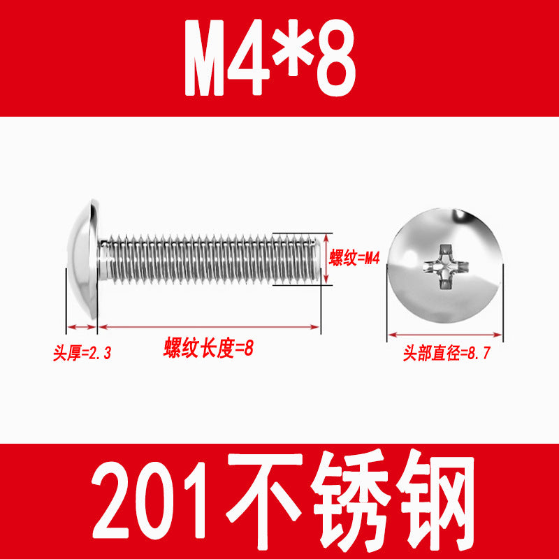 201 Stainless Steel Large Flat Head Screws Tm Mushroom Head Screws Cross Umbrella Head Machine Screws M3M4M5M6