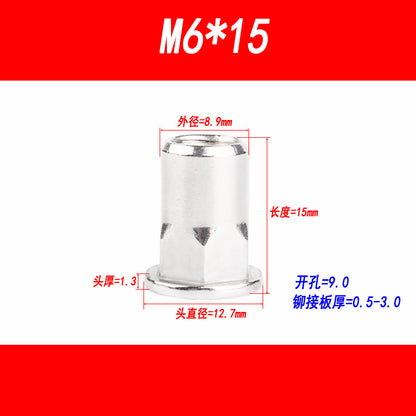 304 Stainless Steel Flat Head Semi-Hexagonal Rivet Nuts, Rivet Seals, Rivet Threads, Rivet Nuts, Rivet Thread ...