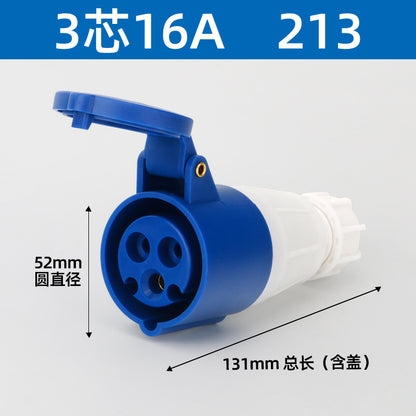 16/32A industrial plug, aviation socket connector, three-phase four-wire, 3/4/5-pin industrial waterproof mating plug
