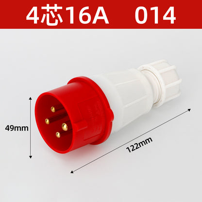 16/32A industrial plug, aviation socket connector, three-phase four-wire, 3/4/5-pin industrial waterproof mating plug
