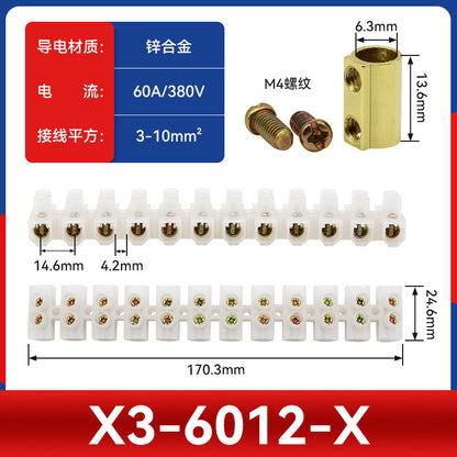 X3 Terminal 3/5/10/20/30/60/80/100/150A-12 Position Terminal Block Wire Connector