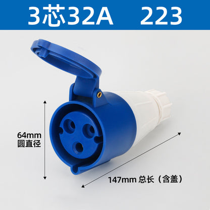 16/32A industrial plug, aviation socket connector, three-phase four-wire, 3/4/5-pin industrial waterproof mating plug