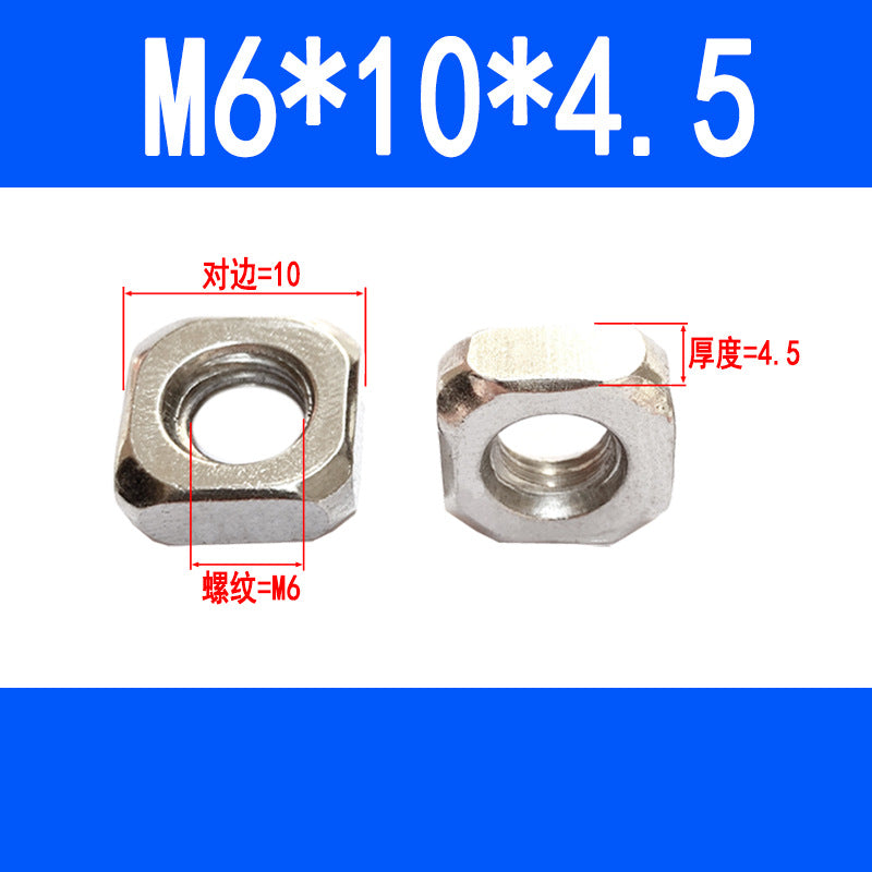 Square nuts, square-shaped nuts, aluminum profile accessories, screw caps M4 M5 M6 M8 M10
