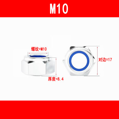 Nylon lock nuts, locking nuts, hexagonal anti-slip nuts, nylon caps, lock nuts M3 M4 M5 M6 M8 M10 M12