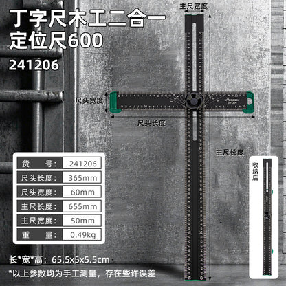 Multi-functional measuring tool, marking right angle ruler, aluminum alloy angle ruler, two-in-one woodworking angle ruler, positioning ruler