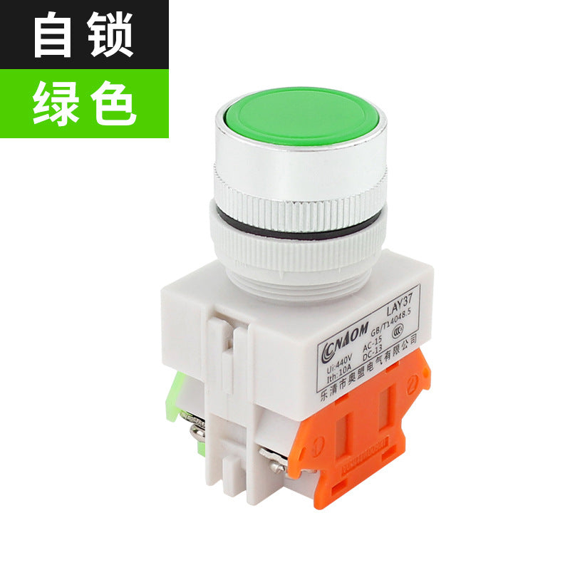 Self-reset switch LAY37-11BN(Y090), flat-head push button, without lock, §¶22MM, one on, one off.