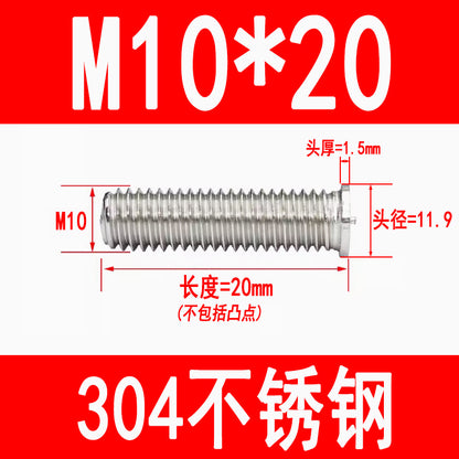PT type 304 stainless steel welded screws, including welded studs, spot welded studs, and welded bolts (M3, M4, M5, M6, M8).