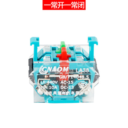 LA38-11BN Round Flat-Head Push Button Switch, Self-Resetting, Jog, Self-Locking, Start/Stop, with Symbols and Markings 22
