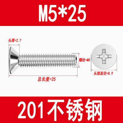 Manufacturer of 201 Stainless Steel Countersunk Screws, Flat Head Phillips Screws, Machine Screws with Phillips Slot, M3M4M5M6M8