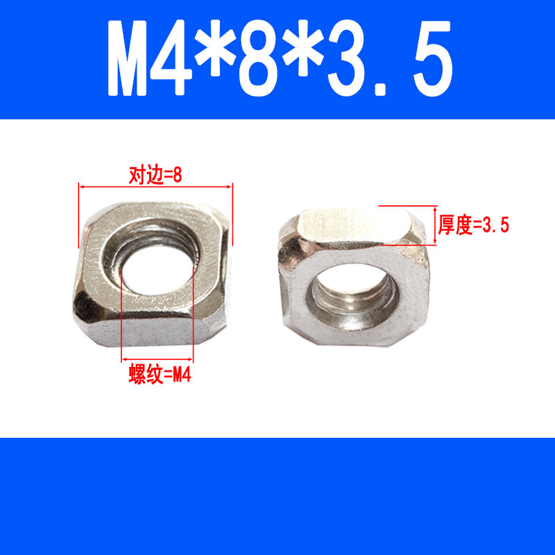 Square nuts, square-shaped nuts, aluminum profile accessories, screw caps M4 M5 M6 M8 M10