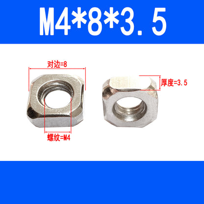 Square nuts, square-shaped nuts, aluminum profile accessories, screw caps M4 M5 M6 M8 M10