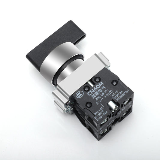 Long-handle push-button switch XB2-BJ33 selector switch, three-position knob rotation (2 NO, two normally open), boxed.