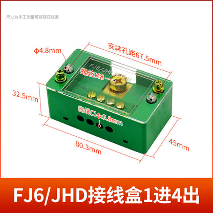 High-power junction box with one input and eight outputs, FJ6/JHD wire connector, splitter, terminal block, parallel wiring tool.