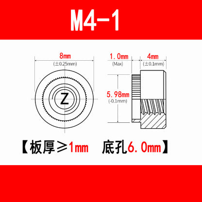 Galvanized expansion rivet nuts, pressure plate nuts, knurled flange nuts, round toothed nuts, M3, M4, M5, M6, M8