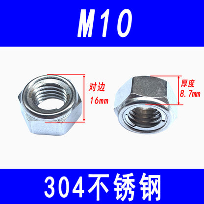 304 Stainless Steel Metal Locking Nut Hexagonal Anti-loosening Nut Anti-slip Self-locking Nut M4 M5 M6 M8 M10 M12