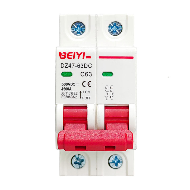 Photovoltaic DC circuit breaker, DC MCB miniature DC air switch, DC 500V/1000V, 2P32A/63A