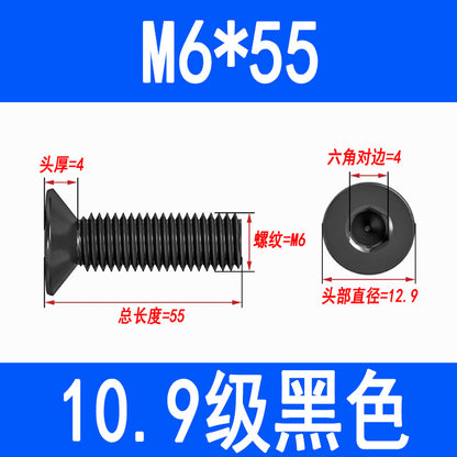 10.9 grade flat head socket head cap screws, high strength countersunk head screws, flat cup bolts M3 M4 M5 M6 M8 M10 M12