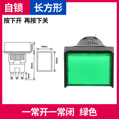 LA16Y-11 Self-resetting, self-locking, LA16-11 round 16mm mini push-button switch, square, on/off.