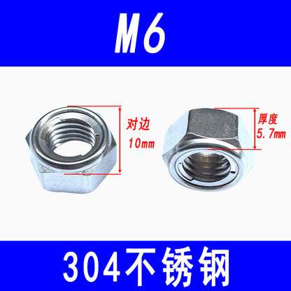 304 Stainless Steel Metal Locking Nut Hexagonal Anti-loosening Nut Anti-slip Self-locking Nut M4 M5 M6 M8 M10 M12