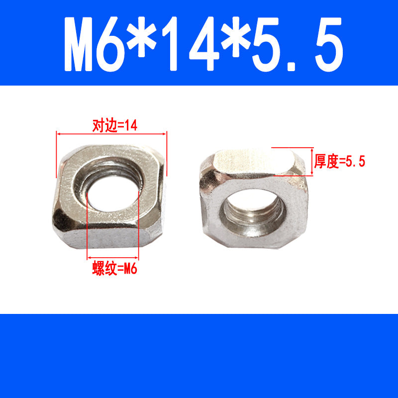 Square nuts, square-shaped nuts, aluminum profile accessories, screw caps M4 M5 M6 M8 M10