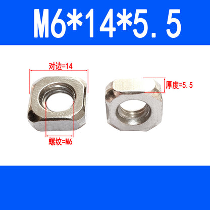 Square nuts, square-shaped nuts, aluminum profile accessories, screw caps M4 M5 M6 M8 M10