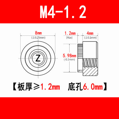 Galvanized expansion rivet nuts, pressure plate nuts, knurled flange nuts, round toothed nuts, M3, M4, M5, M6, M8