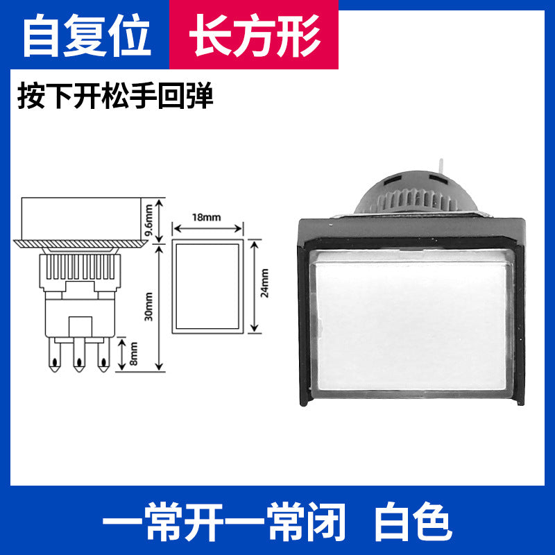 LA16Y-11 Self-resetting, self-locking, LA16-11 round 16mm mini push-button switch, square, on/off.