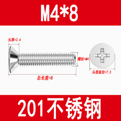 Manufacturer of 201 Stainless Steel Countersunk Screws, Flat Head Phillips Screws, Machine Screws with Phillips Slot, M3M4M5M6M8