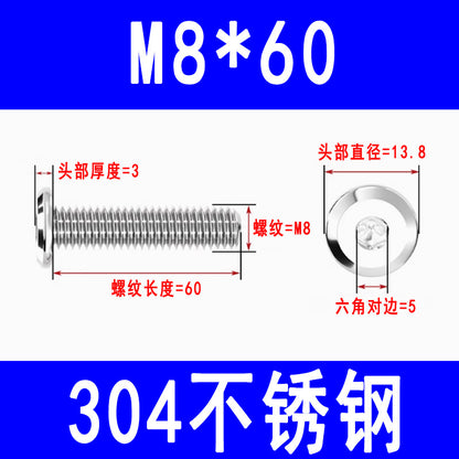 201/304 Stainless Steel Beveled Hex Socket Head Screws, Flat Head Hex Socket Furniture Screws M3 M4 M5 M6 M8