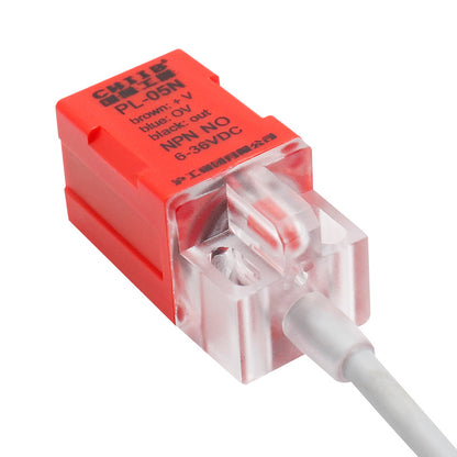 PL-05N Square Proximity Switch Metal Sensor, Inductive Three-Wire NPN Normally Open, 24V DC/AC