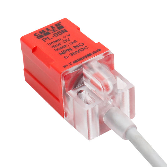 PL-05N Square Proximity Switch Metal Sensor, Inductive Three-Wire NPN Normally Open, 24V DC/AC