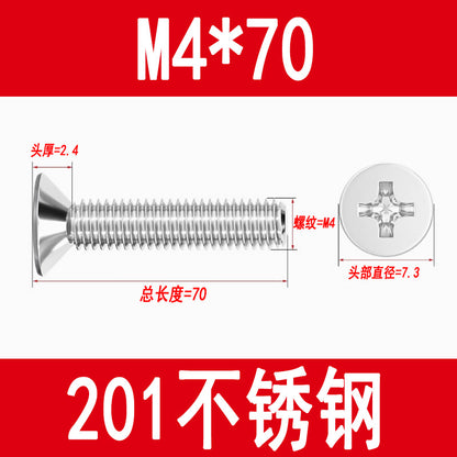Manufacturer of 201 Stainless Steel Countersunk Screws, Flat Head Phillips Screws, Machine Screws with Phillips Slot, M3M4M5M6M8