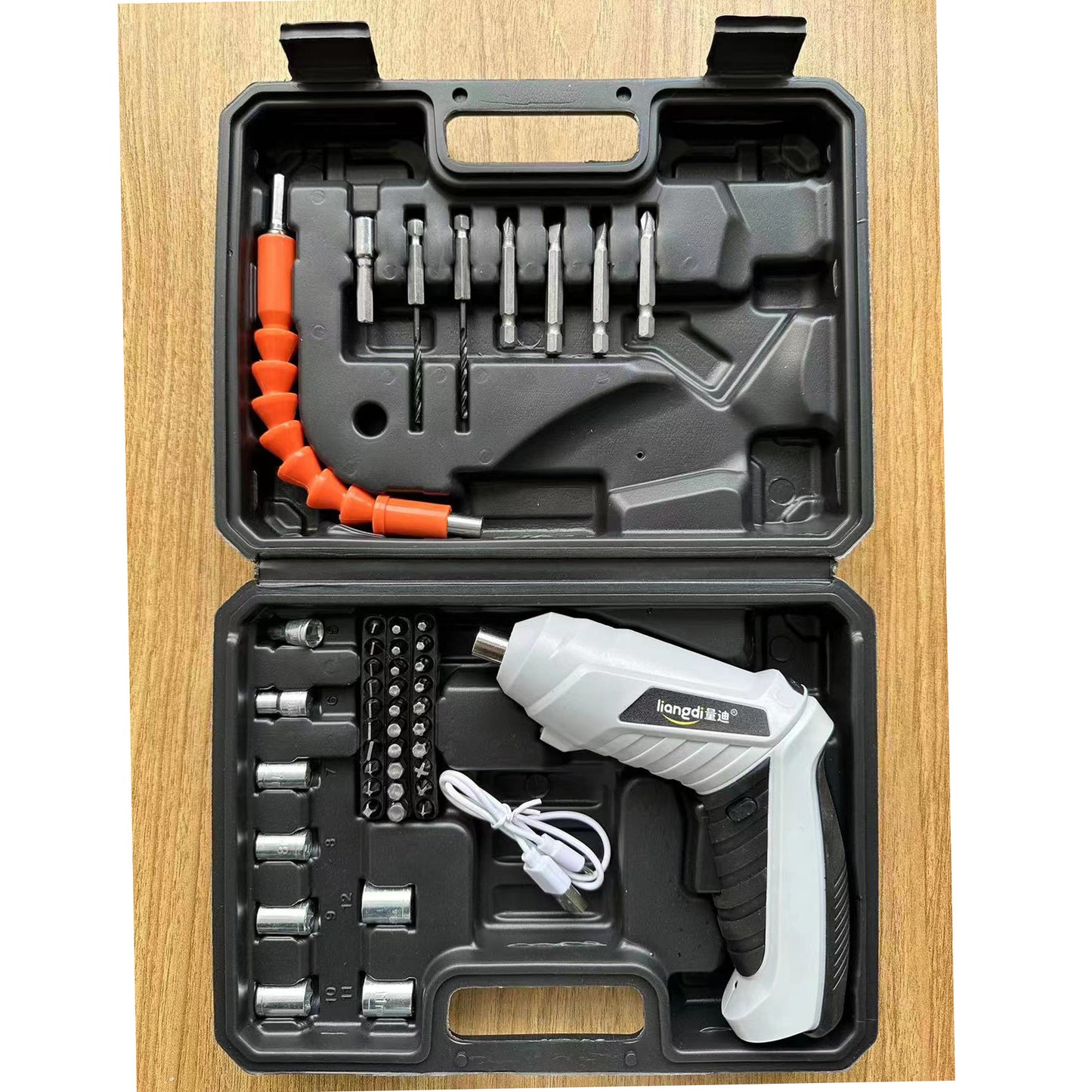 Mini electric screwdriver, cross-border deformable screwdriver, rechargeable lithium battery, multi-functional household electric drill set