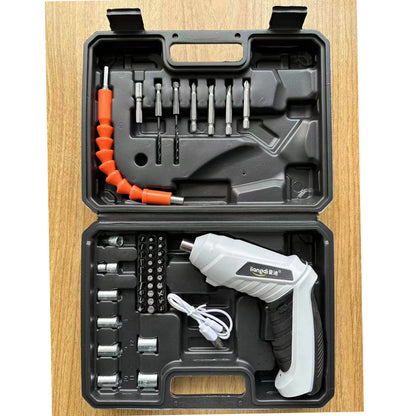 Mini electric screwdriver, cross-border deformable screwdriver, rechargeable lithium battery, multi-functional household electric drill set