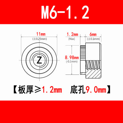 Galvanized expansion rivet nuts, pressure plate nuts, knurled flange nuts, round toothed nuts, M3, M4, M5, M6, M8