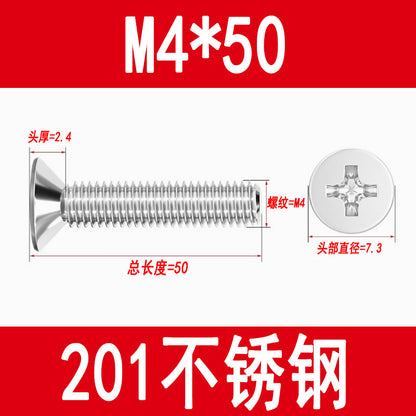 Manufacturer of 201 Stainless Steel Countersunk Screws, Flat Head Phillips Screws, Machine Screws with Phillips Slot, M3M4M5M6M8