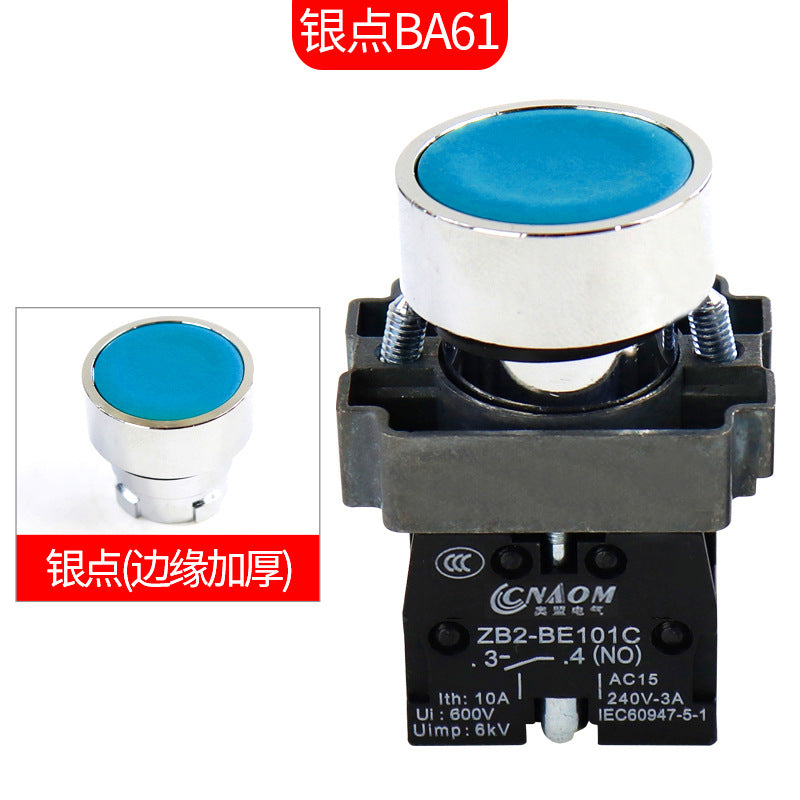 Flat-head push-button switch XB2, metal round self-resetting BA42C, one on/off switch BA31C, silver contact BA35